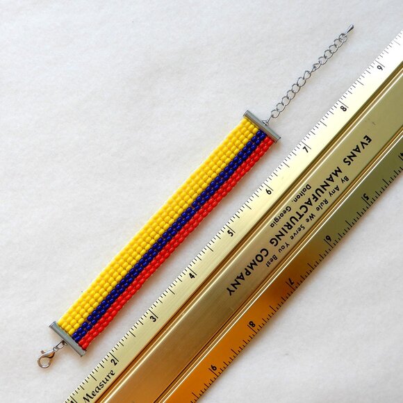 Colombia Colombian flag bead bracelet, handmade, adjustable length, Bogota - Picture 6 of 6